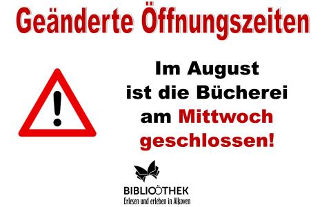 Geänderte Öffnungszeiten